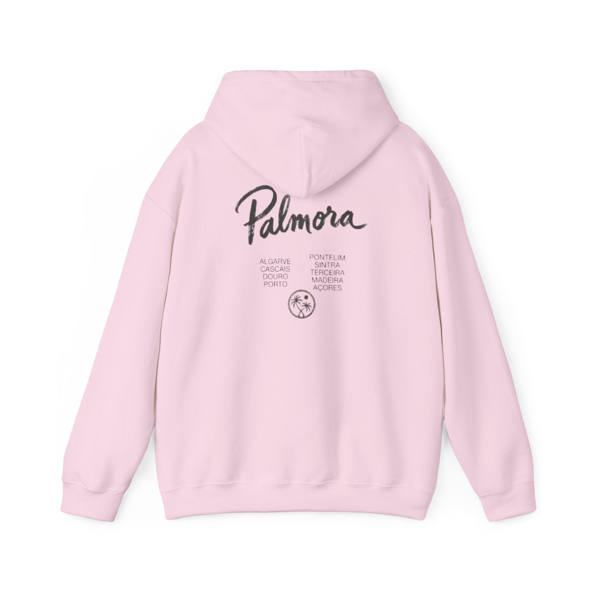 Palmora Palm Trees Hoodie — Minimal Coastal Graphic Pullover