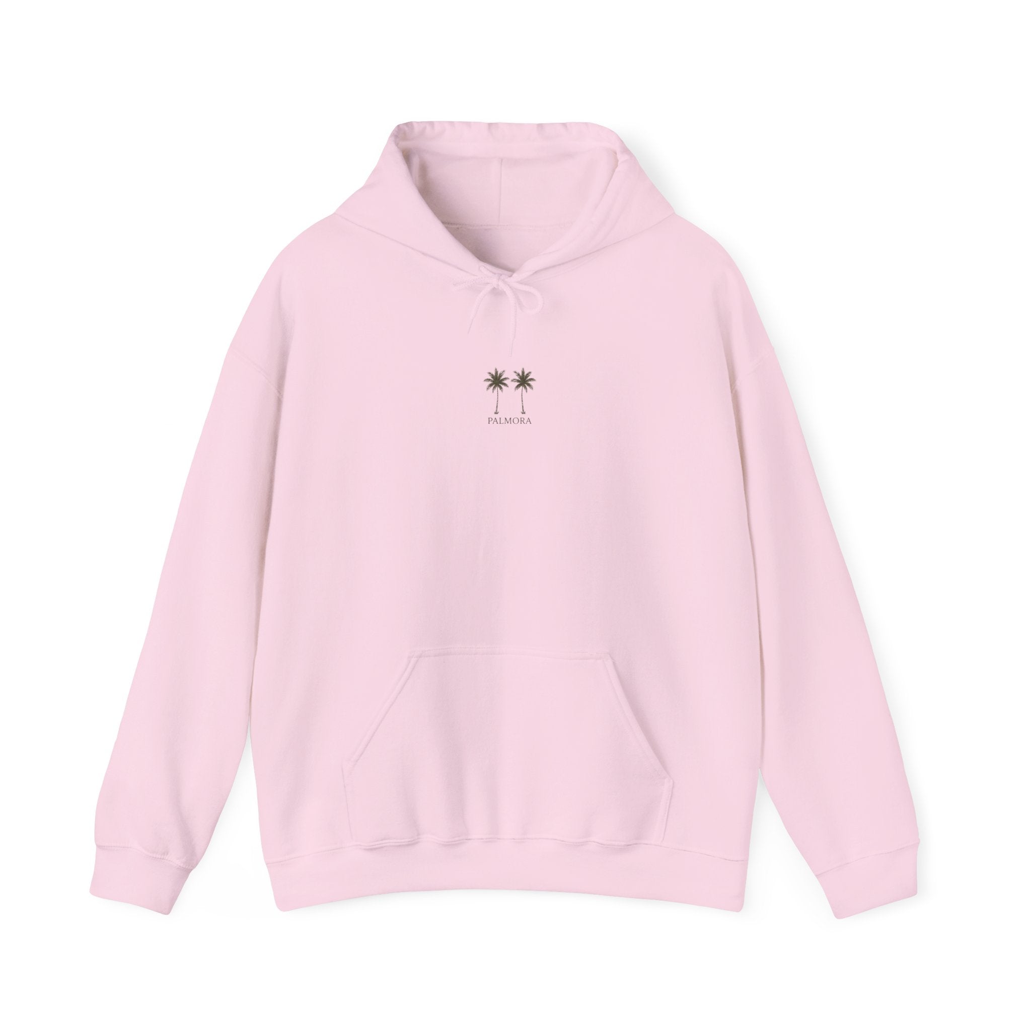 Palmora Palm Trees Hoodie — Minimal Coastal Graphic Pullover