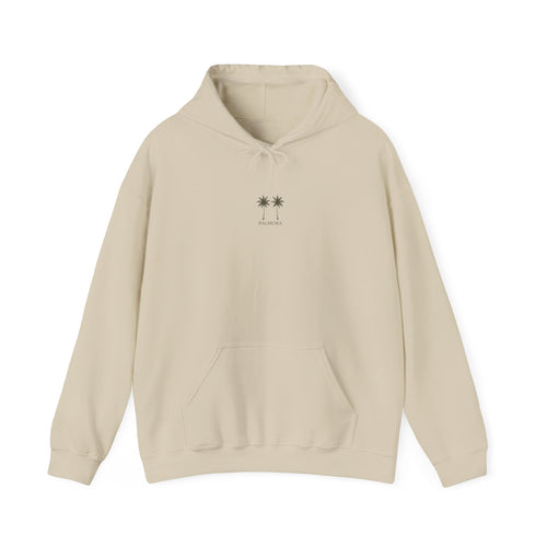 Palmora Palm Trees Hoodie — Minimal Coastal Graphic Pullover