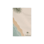 Palmora Coastal Beach Towel — Minimal Palm Leaf & Wave Design