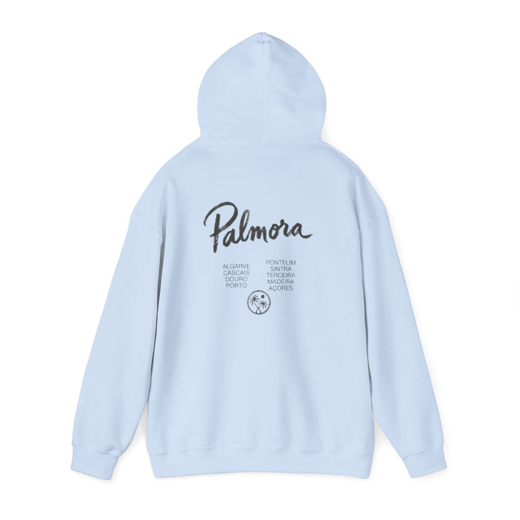 Palmora Palm Trees Hoodie — Minimal Coastal Graphic Pullover