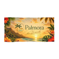 Palmora Sunset Beach Towel — Tropical Paradise Design with "Para quien ama el sol"