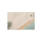 Palmora Coastal Beach Towel — Minimal Palm Leaf & Wave Design