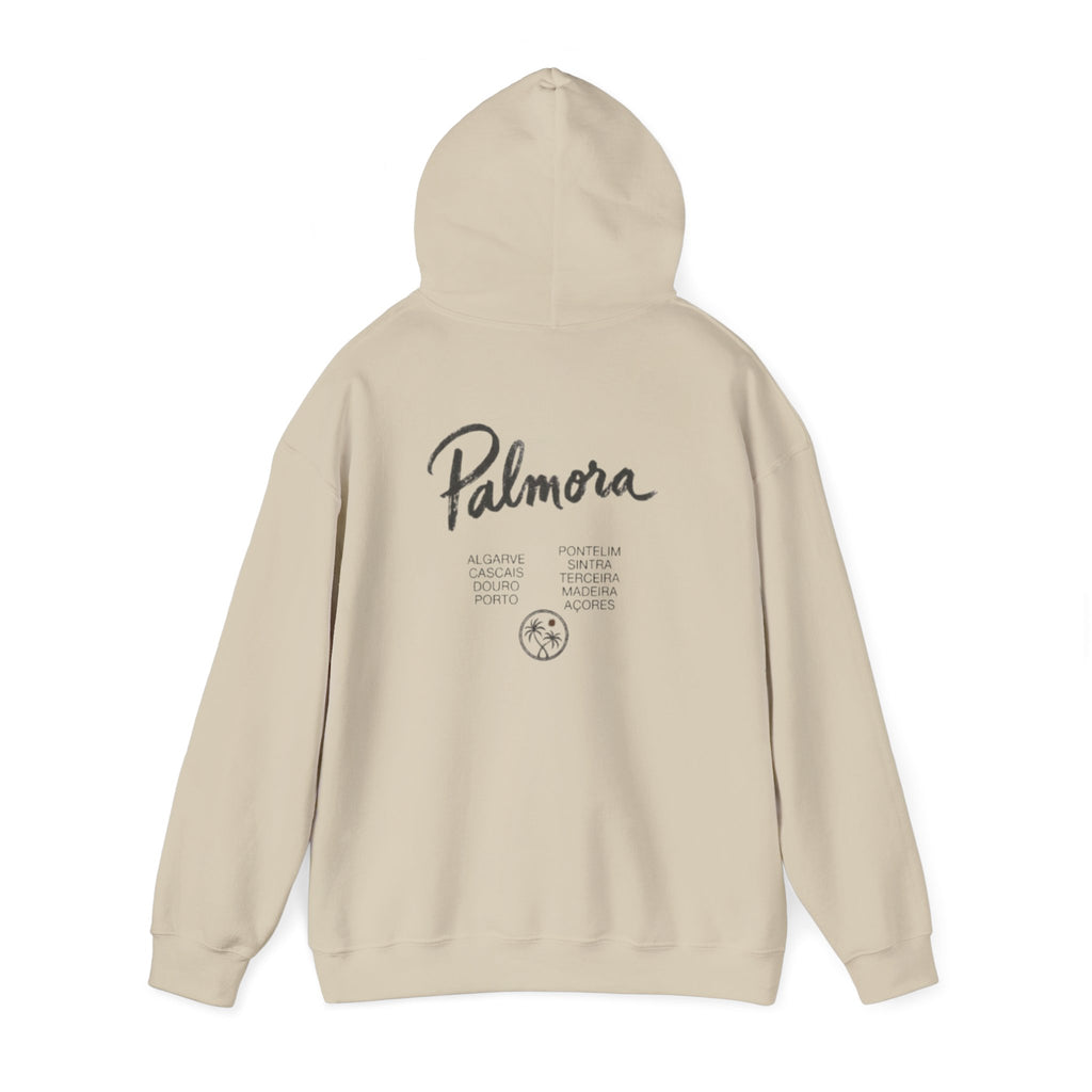 Palmora Palm Trees Hoodie — Minimal Coastal Graphic Pullover