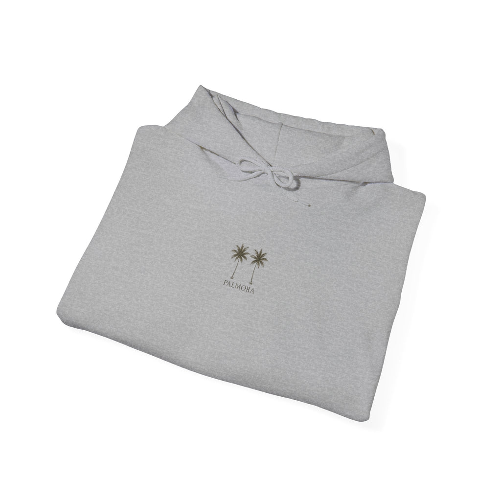 Palmora Palm Trees Hoodie — Minimal Coastal Graphic Pullover