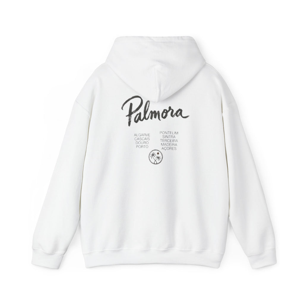 Palmora Palm Trees Hoodie — Minimal Coastal Graphic Pullover