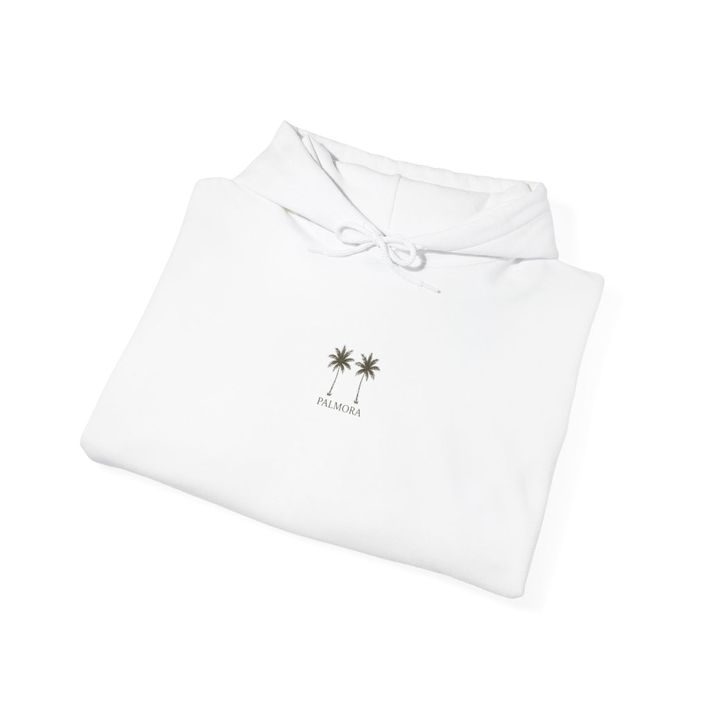 Palmora Palm Trees Hoodie — Minimal Coastal Graphic Pullover