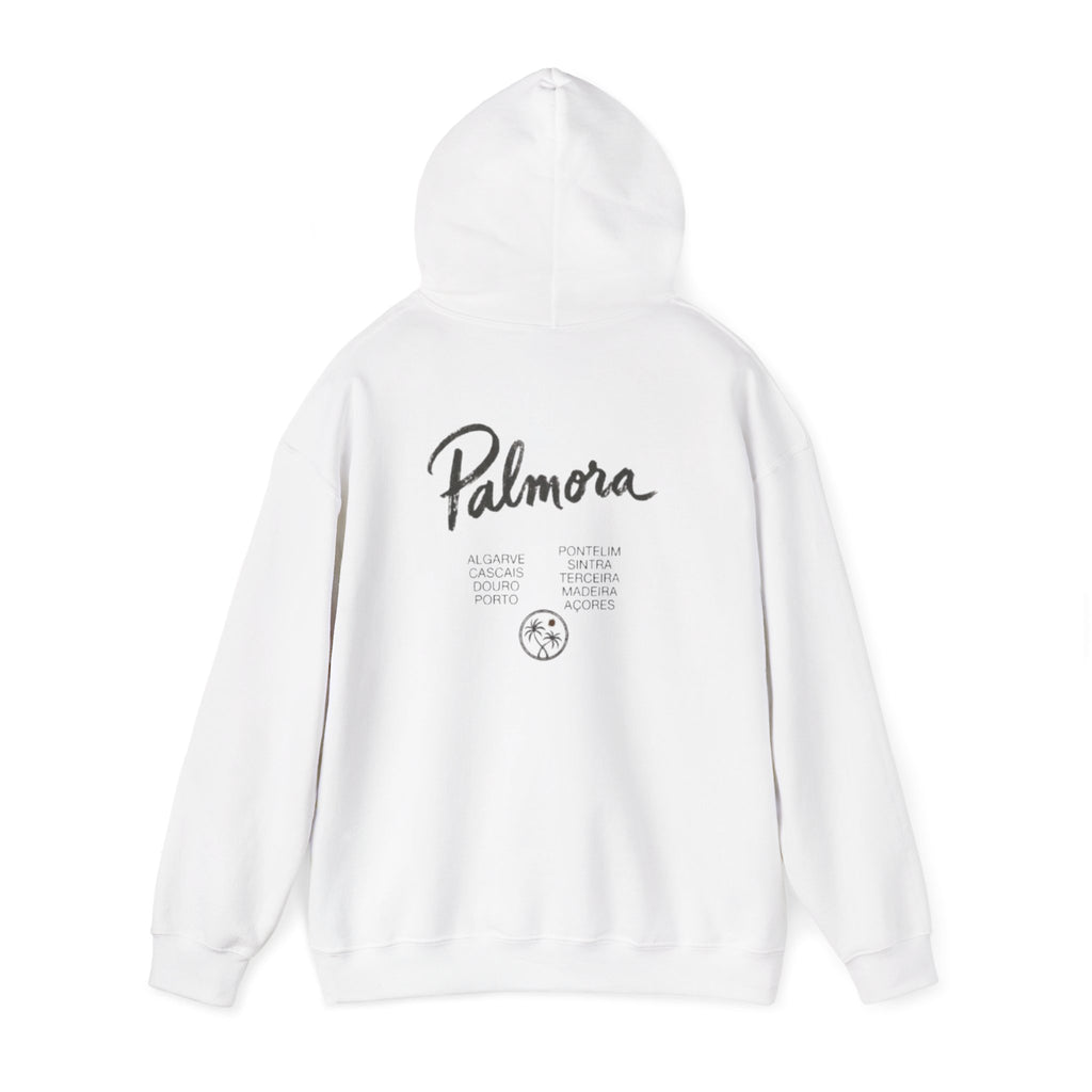 Palmora Palm Trees Hoodie — Minimal Coastal Graphic Pullover