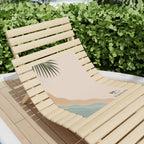 Palmora Coastal Beach Towel — Minimal Palm Leaf & Wave Design