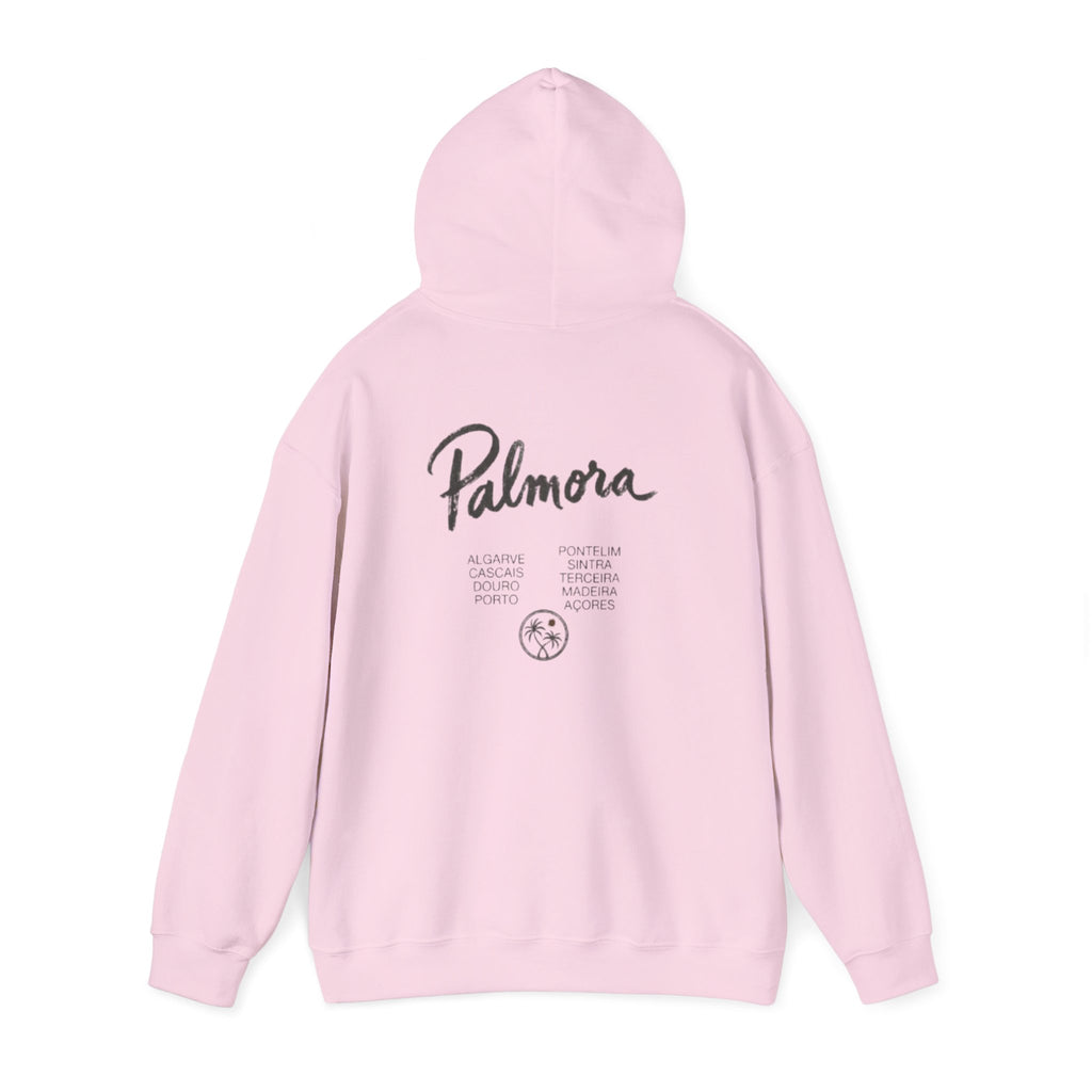 Palmora Palm Trees Hoodie — Minimal Coastal Graphic Pullover