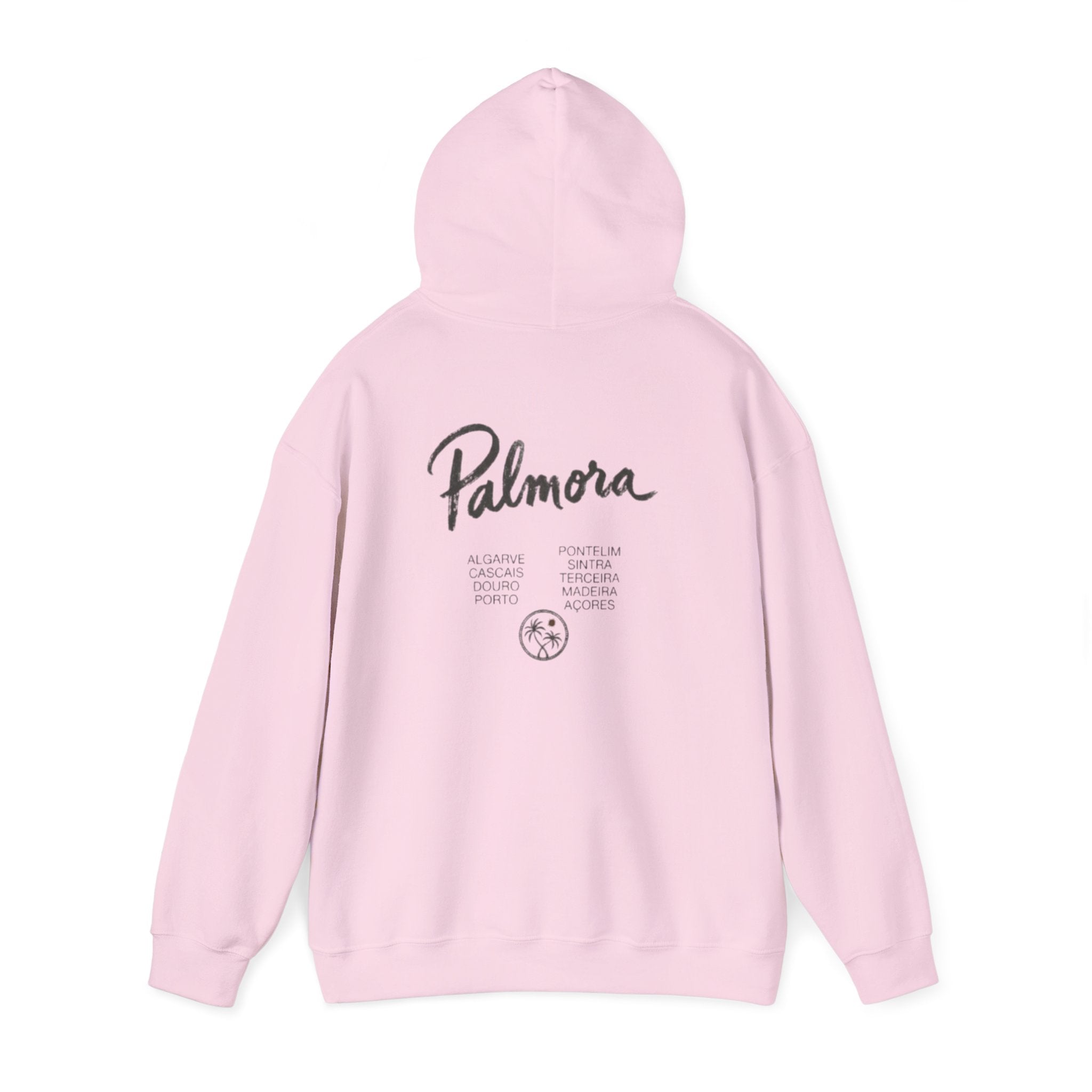 Palmora Palm Trees Hoodie — Minimal Coastal Graphic Pullover