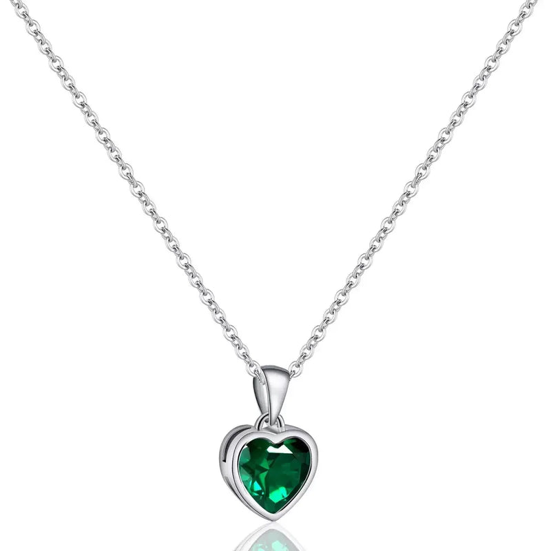 Sweet Female Necklace 925 Sterling Silver Love Heart Shaped Blue Zircon Pendant Necklace for Women Party Clavicle Chain Jewelry