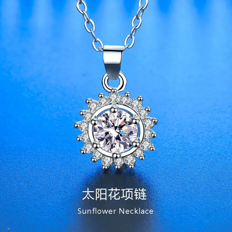 925 Sterling Sliver Necklace Pendant 5A Shining Zircon for Woman Fine Wedding Jewelry Accessories Simulated Diamond Party Gifts