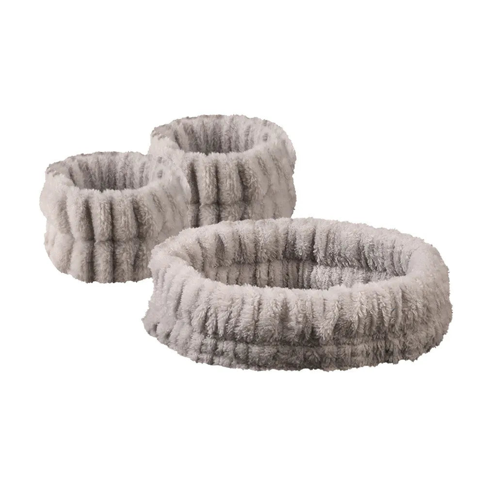Wash Face Headbands For Women Coral Fleece Hair Bands Cuff Waterproof Bands Absorbent Wristbands Head Band Hair Accessories Set