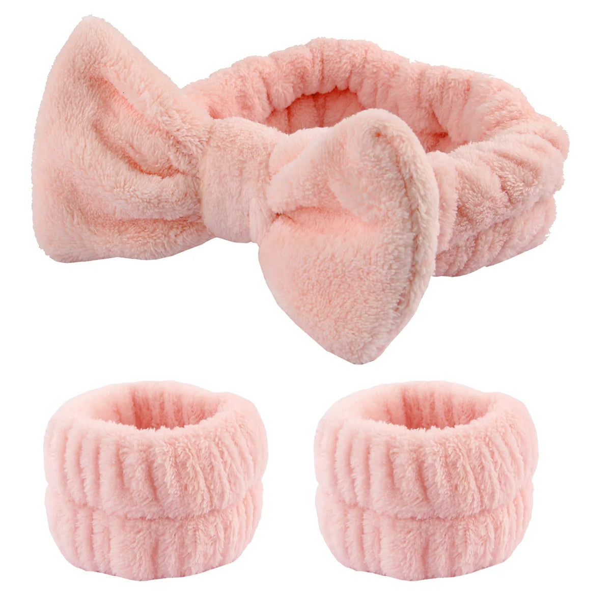 Wash Face Headbands For Women Coral Fleece Hair Bands Cuff Waterproof Bands Absorbent Wristbands Head Band Hair Accessories Set