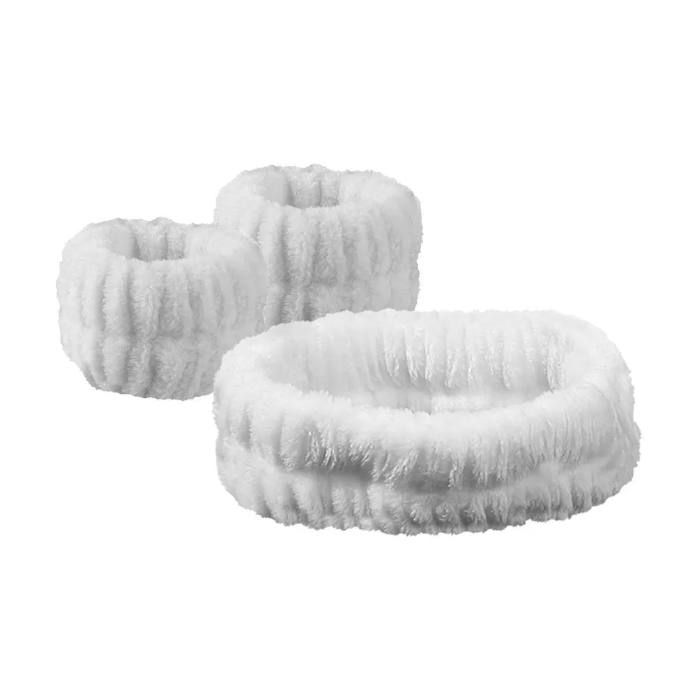 Wash Face Headbands For Women Coral Fleece Hair Bands Cuff Waterproof Bands Absorbent Wristbands Head Band Hair Accessories Set