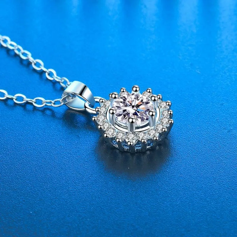 925 Sterling Sliver Necklace Pendant 5A Shining Zircon for Woman Fine Wedding Jewelry Accessories Simulated Diamond Party Gifts