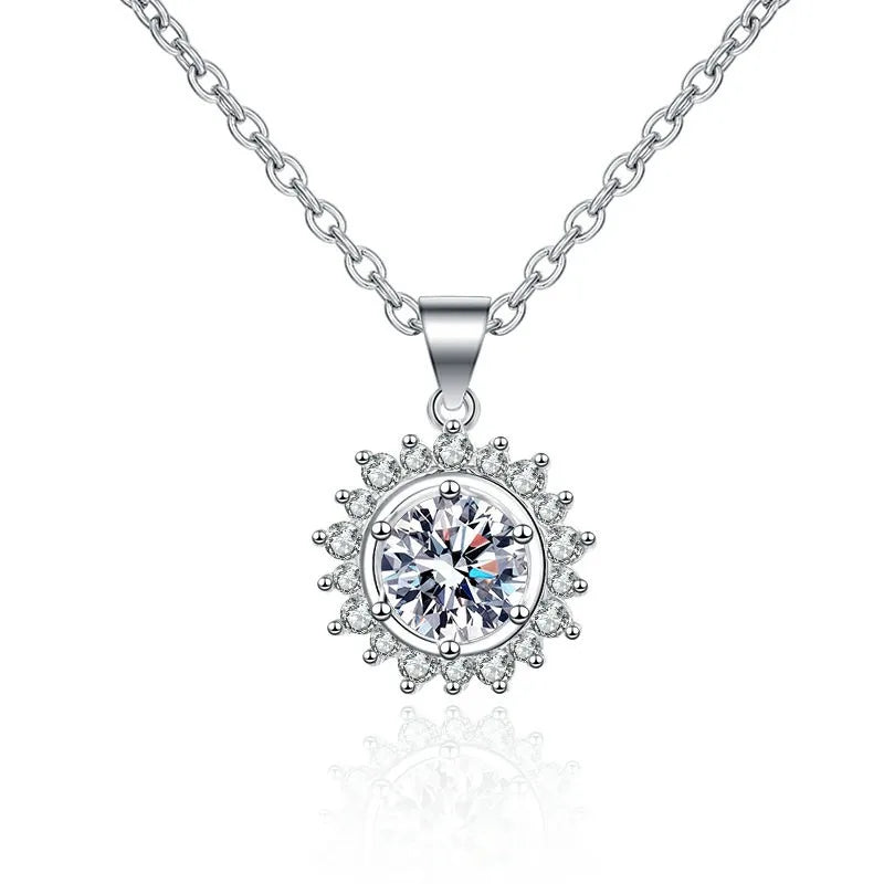 925 Sterling Sliver Necklace Pendant 5A Shining Zircon for Woman Fine Wedding Jewelry Accessories Simulated Diamond Party Gifts