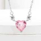 Light Luxury 925 Sterling Silver Pink Diamond Love Zircon Pendant Niche Exquisite Ladies Necklace Birthday Banquet Jewelry