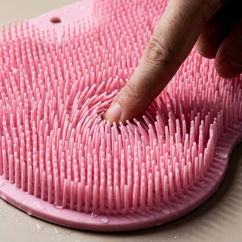 Shower Massage Anti-Slip Mat – Dual Use for Back Scrubbing & Foot Care, Soft Bristles, Strong Adsorption Suction Cups