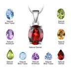 JewelryPalace Natural Garnet Amethyst Citrine Peridot Blue Topaz 925 Sterling Silver Pendant Necklace Gemstone Jewelry No Chain