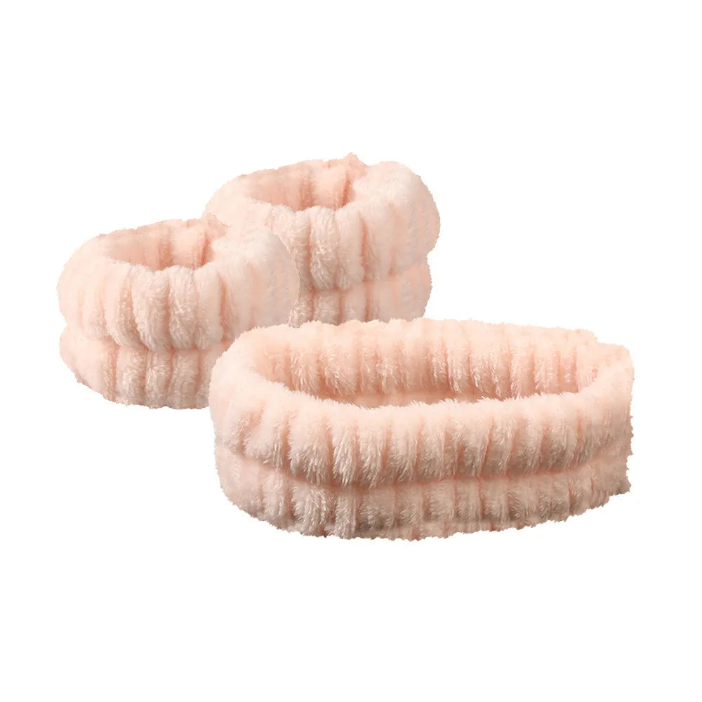 Wash Face Headbands For Women Coral Fleece Hair Bands Cuff Waterproof Bands Absorbent Wristbands Head Band Hair Accessories Set