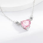 Light Luxury 925 Sterling Silver Pink Diamond Love Zircon Pendant Niche Exquisite Ladies Necklace Birthday Banquet Jewelry