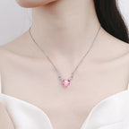 Light Luxury 925 Sterling Silver Pink Diamond Love Zircon Pendant Niche Exquisite Ladies Necklace Birthday Banquet Jewelry