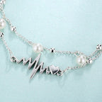 New Creative Personality  ECG Heart Imitation Pearl Double-layered Stackable Anklets for Women Men Summer Street Concert Jewelry