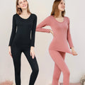 4 Pieces Women Warm Thermal UnderwearSet Sexy Long Sleeve Winter Clothes Ribbed Thermal Intimate Set Ladies Thick Sleepwear New