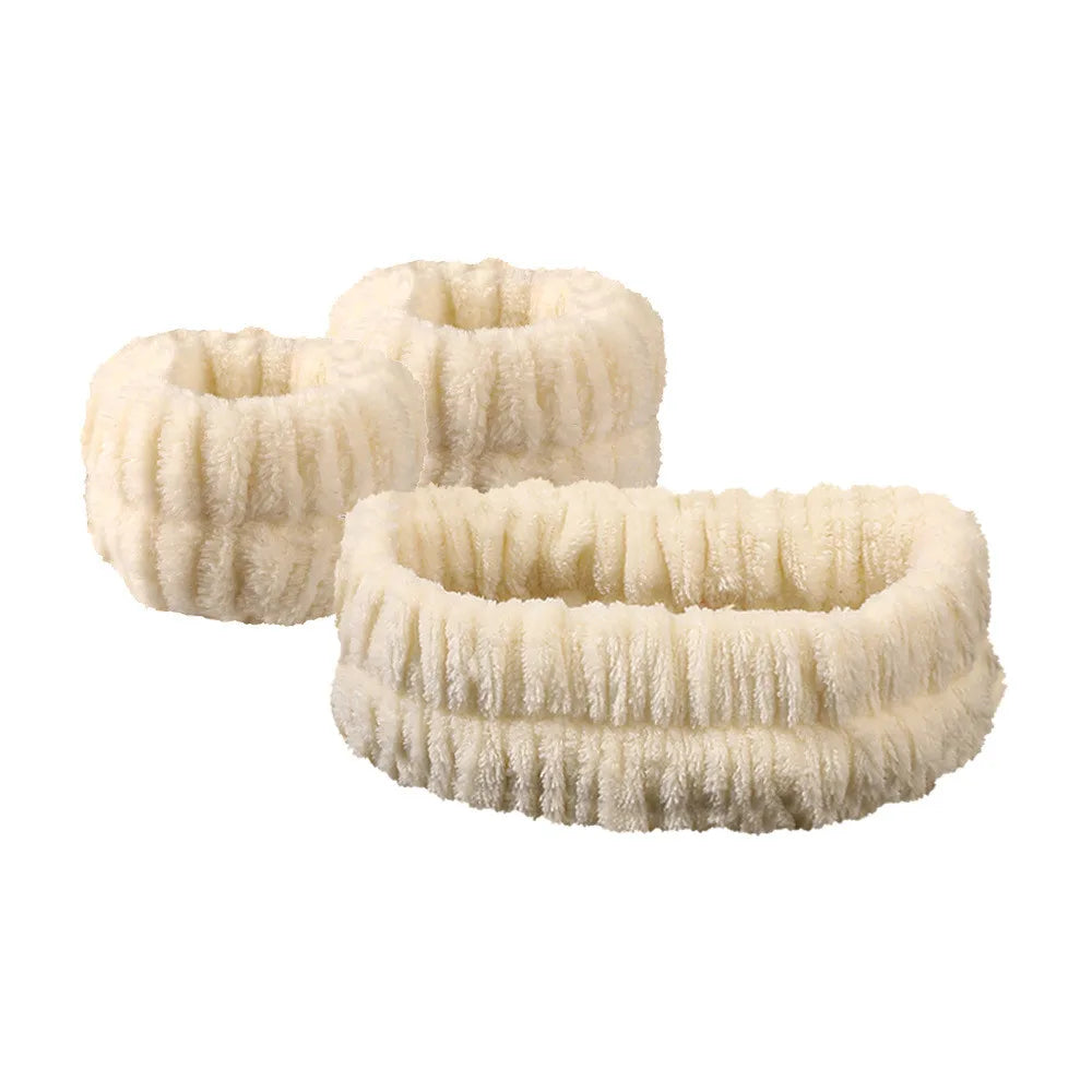 Wash Face Headbands For Women Coral Fleece Hair Bands Cuff Waterproof Bands Absorbent Wristbands Head Band Hair Accessories Set