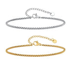 Minimalist Unisex Stainless Steel Box Chain Thin Link Adjustable Anklets for Men Women Basic Stackable Casual Beach Foot Jewelry