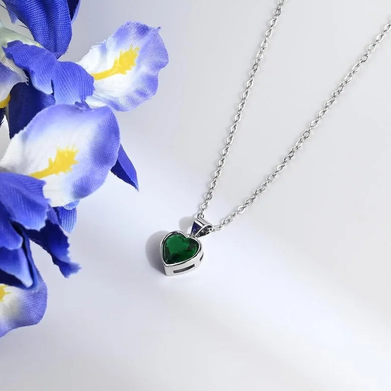 Sweet Female Necklace 925 Sterling Silver Love Heart Shaped Blue Zircon Pendant Necklace for Women Party Clavicle Chain Jewelry