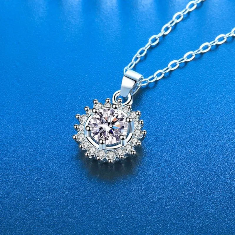 925 Sterling Sliver Necklace Pendant 5A Shining Zircon for Woman Fine Wedding Jewelry Accessories Simulated Diamond Party Gifts