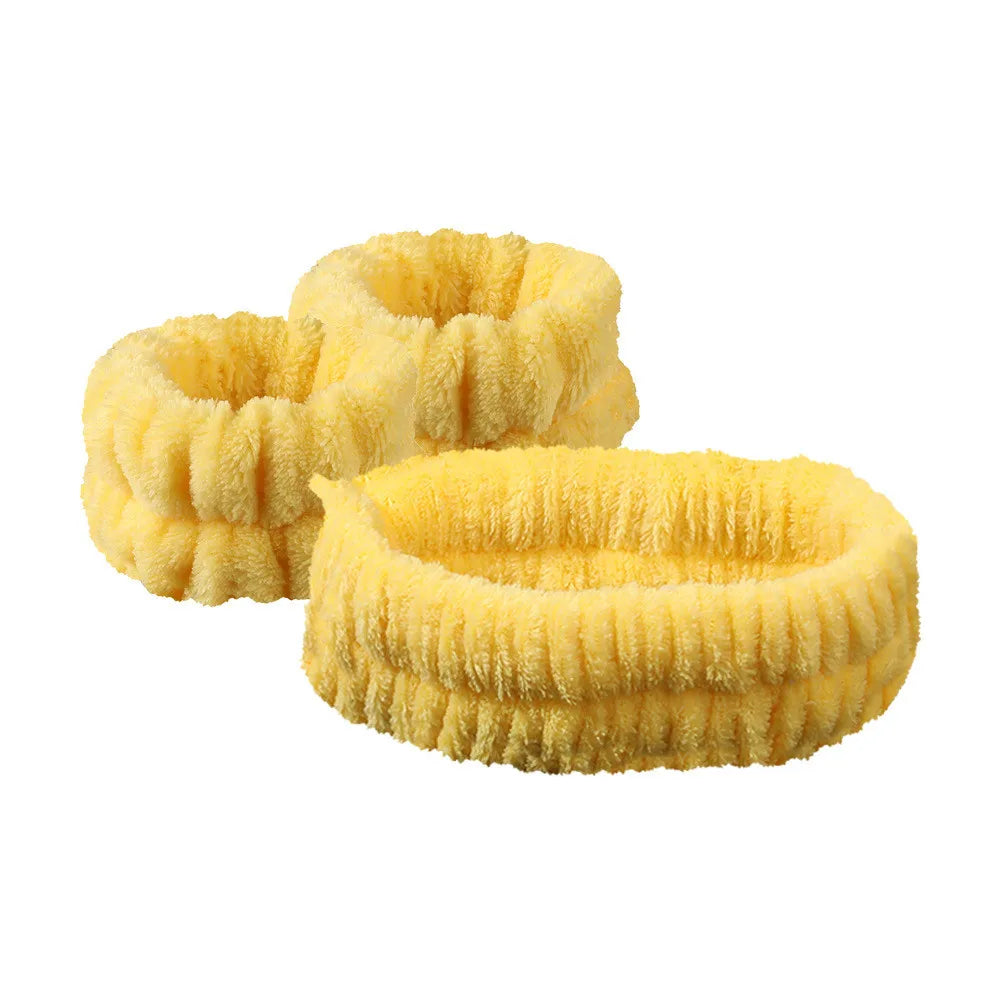 Wash Face Headbands For Women Coral Fleece Hair Bands Cuff Waterproof Bands Absorbent Wristbands Head Band Hair Accessories Set