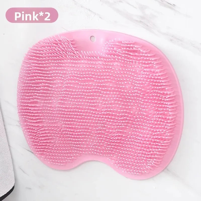Shower Massage Anti-Slip Mat – Dual Use for Back Scrubbing & Foot Care, Soft Bristles, Strong Adsorption Suction Cups