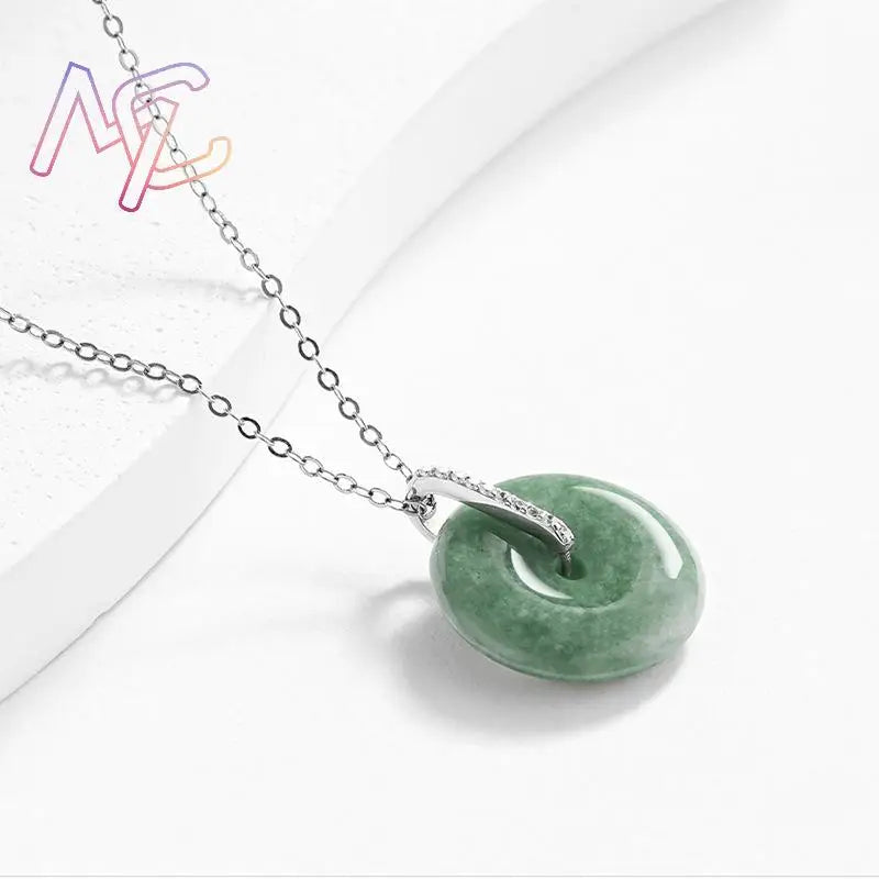Myanmar Jadeite Snake Cross Pendant Necklace Burmese Jade Charm Fashion Accessories Vintage Luxury Lucky Real Jewelry