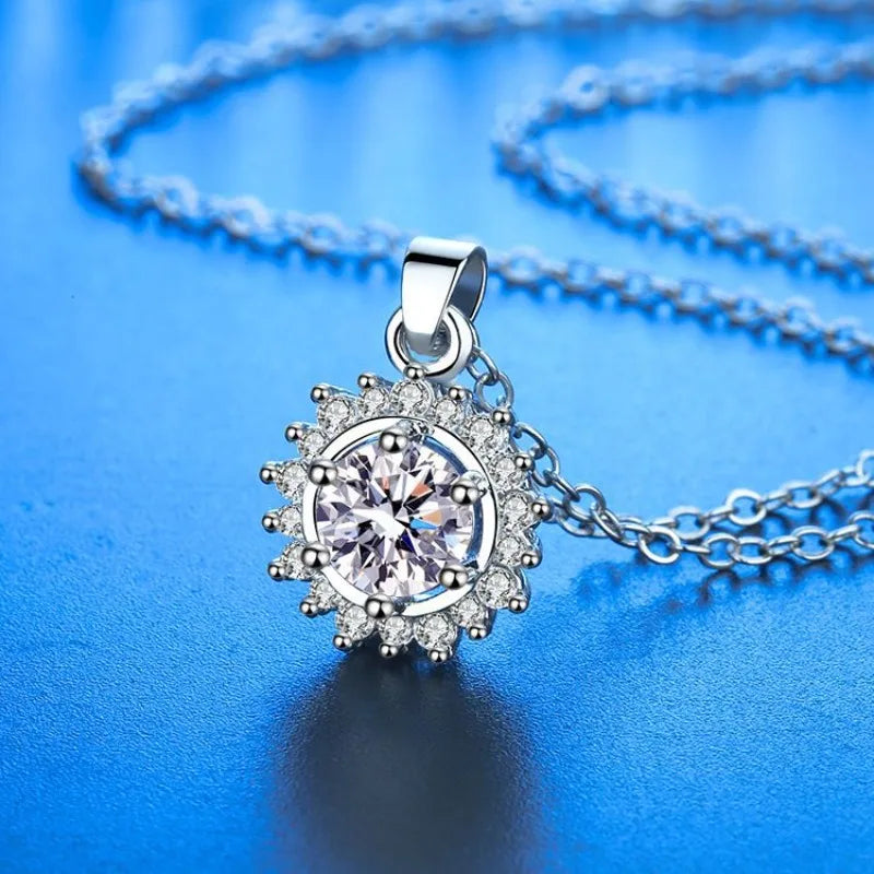 925 Sterling Sliver Necklace Pendant 5A Shining Zircon for Woman Fine Wedding Jewelry Accessories Simulated Diamond Party Gifts