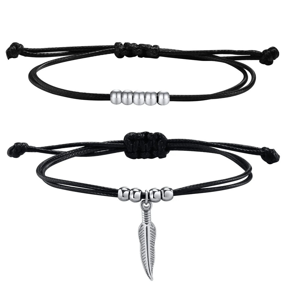 Casual Handmade Braided String Rope Chain Anklets for Men,Stylish Feather Beads Charm Ankle Bracelet,Beach Barefoot Gift Jewelry