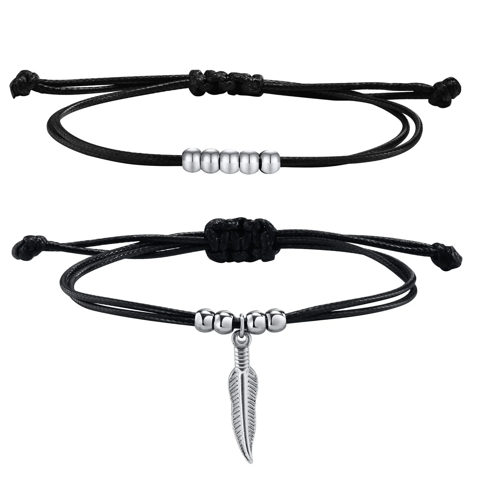 Casual Handmade Braided String Rope Chain Anklets for Men,Stylish Feather Beads Charm Ankle Bracelet,Beach Barefoot Gift Jewelry